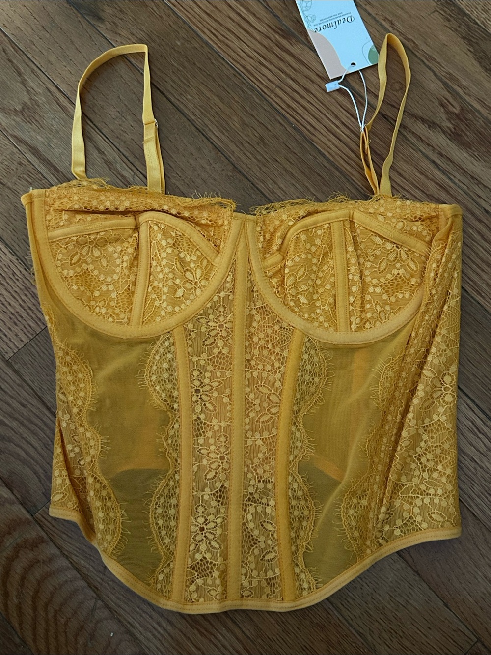 NEW! Yellow/Orange Lace Corset Bustier Top Size Small